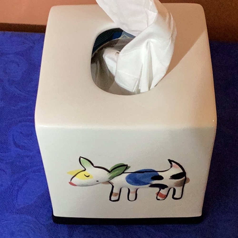 Jenny Faw 3D Ceramic Kleenex Holder with Dogs and Cats